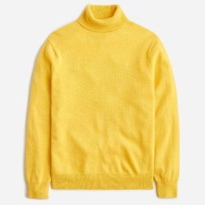 NWT J Crew 100% Cashmere Turtleneck Sweater in Heather Sunflower Yellow/Gold